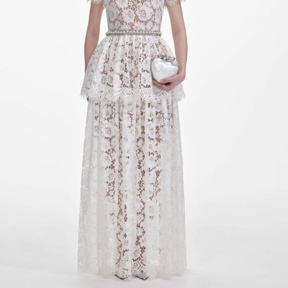 self-portrait White Tiered Lace Maxi Dress Size MSRP $725 -  NWT - Picture 9 of 9